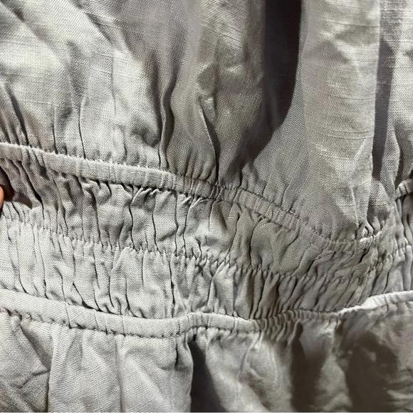 TORRID ~ Grey Peasant Top with Smocked Middle and Puff Sleeves Linen Blend - Picture 8 of 11